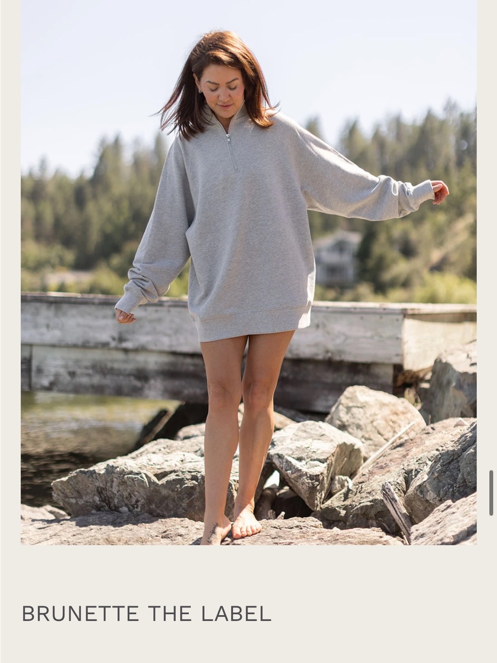 Jilly Box Brunette The Label oversized Gray Half-Zip Sweatshirt S/M